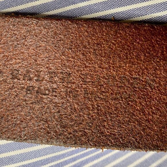 Ralph Lauren Made in England Vintage Brass Horse Head Crown Buckle Leather Belt - Picture 9 of 16